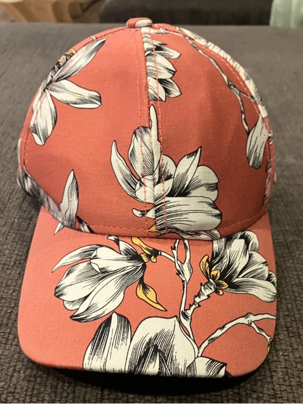 Women’s Floral Baseball Cap in Coral